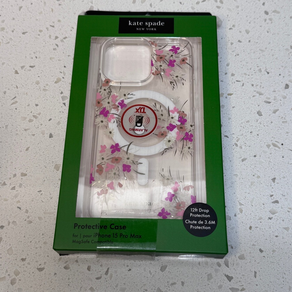 Kate Spade for iPhone 15 Pro Max Case MagSafe Pink Floral Clear Cover
